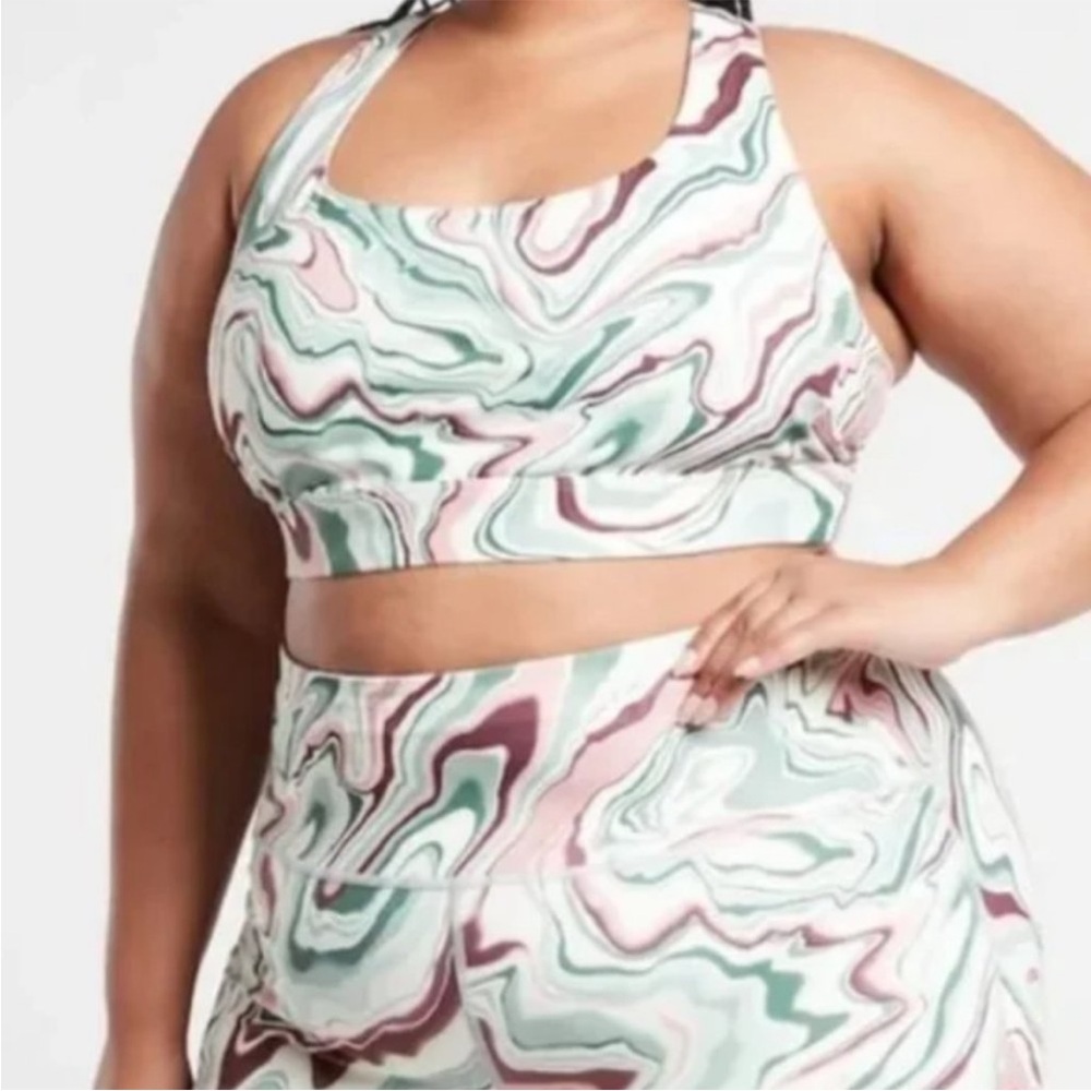 Athleta Ultimate Printed Bra D-DD+ Marble Multi 3X  NWT